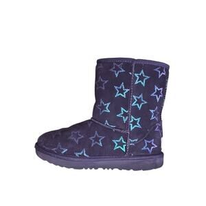 Girls UGG Australia Classic II Iridescent Stars Pull On Boots Size 1 Purple